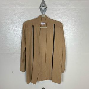 CK : faux leather details open cardigan size med
